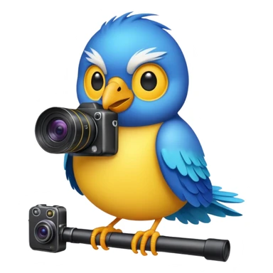 cool looking bird with a camera sticker