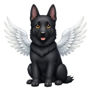 all black german shepherd with wings sticker