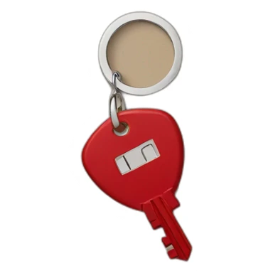 Old key attached to red float key ring sticker