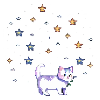 cat floating in space with stars sticker