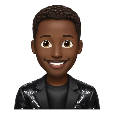 Shawn Stockman from Boyz II Men with dark brown hair, black sequin outfit sticker