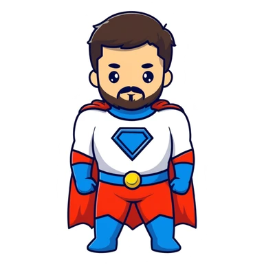 kid with beard wearing homemade superhero costume sticker