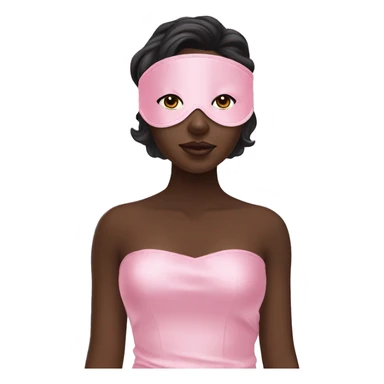 Dark skin girl  Pink satin sleep mask sticker