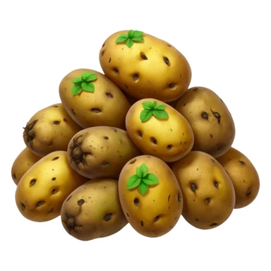 Normal sized emoji of rotting potatoes with mold based on these: 🍠🥔 please make realistix sticker