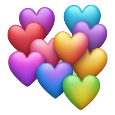 Cuatro Corazones muchos arcoiris contentos sonriendo sticker