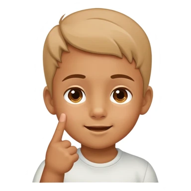 child pointing to their forehead, cheerful and clear sticker