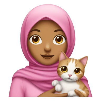 Girl wearing pink hijab holding a cat sticker
