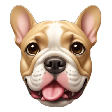head shot of chunky tan french bulldog with tongue out sticker