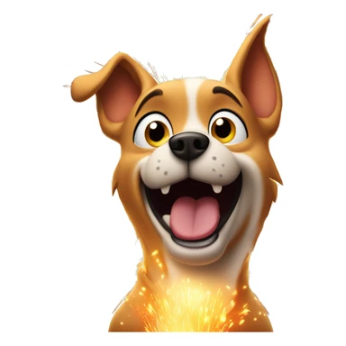 Dog in a looney tunes style inside of a firework in a cartoonish fashion sticker