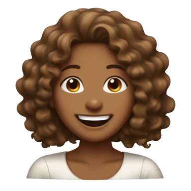 Brown skinned brown curly long haired girl laughing  sticker