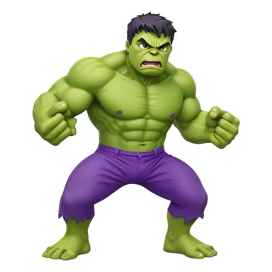 the Hulk smashing pose green skin purple pants emoji sticker