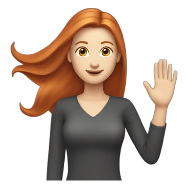 redhead white woman with medium long straight hair, waving sticker