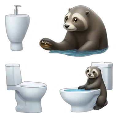 Loutre sur un éléphant qui est au toilette sticker