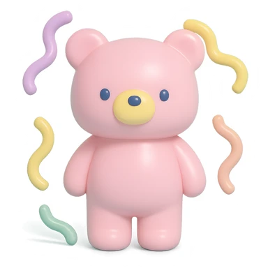 bear with swirly streamers around in vinyl figure style sticker