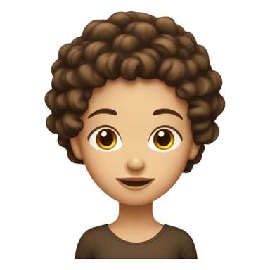 fille cheveux bouclés brun foncé long, avec de la peaux pale sticker