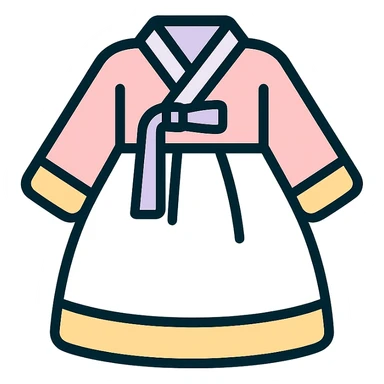 adorable hanbok icon, pastel colors, soft lines, traditional Korean dress sticker