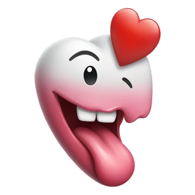 Tongue hanging out with love heart sticker