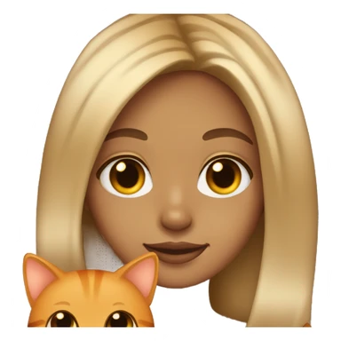 Tan girl with blonde balayage and brown eyes holding an orange cat sticker