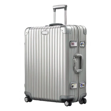 Rimowa silver suitcase with stickers on it sticker