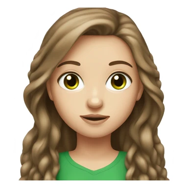 White girl with long brown hair and green eyes sticker