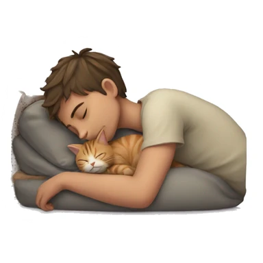 sleeping boy with cat sticker