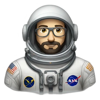 caucasian dark-bearded astronaut with white-glasses sticker
