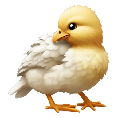 Poussin qui fait un câlin à un nounours sticker