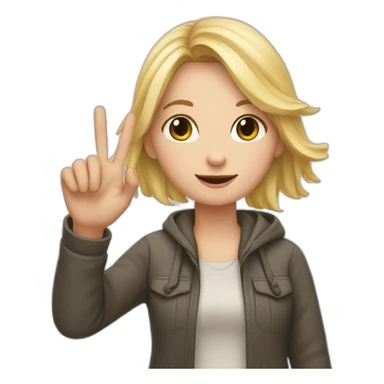 white girl showing three fingers on one hand sticker