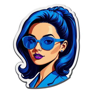 Pop art women with blue hear with sunglasses  sticker