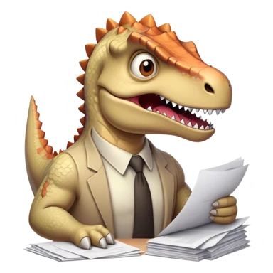 office Dinosaur, angry, papers everywhere sticker