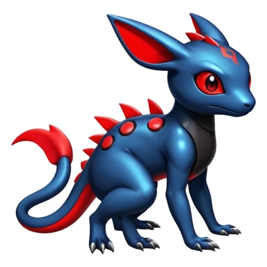 Cute Shiny Guilmon-Salandit-Umbreon-Fakémon-hybrid-creature (full body)  sticker