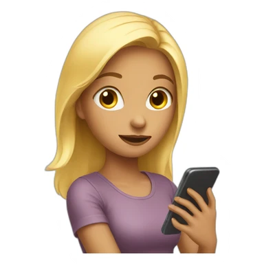 Girl scrolling phone sticker