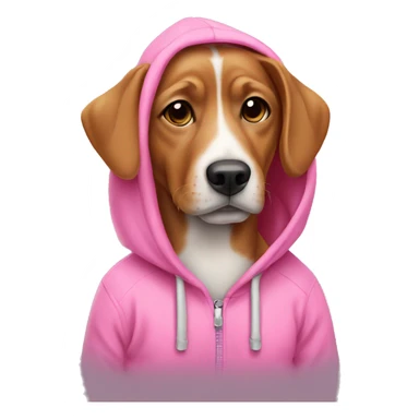 Dog wearing pink hoodie sticker