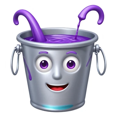 cartoon silver bucket with purple goo sticker