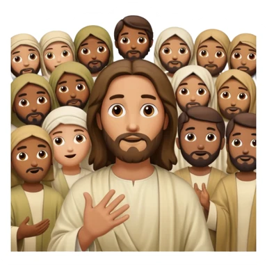 Jesus teaching a crowd, surrounded by disciples sticker