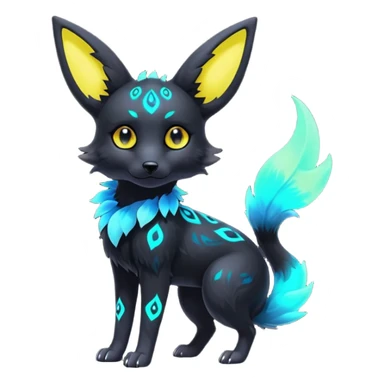 Multicolored gloomy glowing bioluminescent dark edgy gothic spooky cool badass pretty cool elegant realistic floral exotic Umbreon-Trico-Falvie-Fionbri-fursona, full body sticker