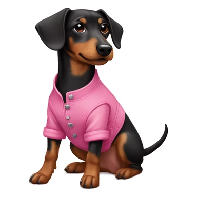 Dachshund/Jagdterrier mix in pink overalls sticker