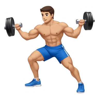 brunette buff man with blue shorts dumbbell-Kickbacks tricep sticker