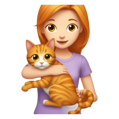 Girl petting ginger cat sticker