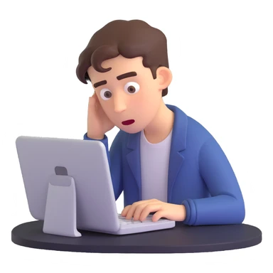 programmer in panic, typing frantically, worried expression sticker
