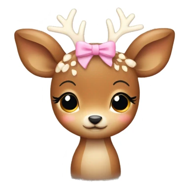 cute little deer with bows on their heads hugging sticker
