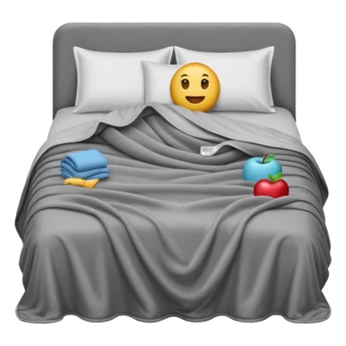 weighted blanket draped over a bed, soft and comforting, apple style emoji sticker