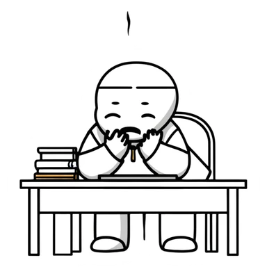 person sitting at a desk crying sticker