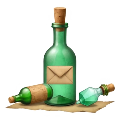 Message letter paper inside green Bottle sticker