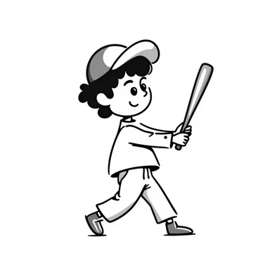 Simple sketch of a boy with a baseball cap sticker