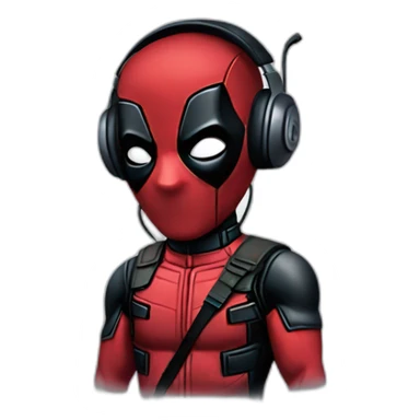 Deadpool-listening to music with headphones sticker