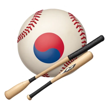 South Korean flag with two baseball bats and a baseball sticker