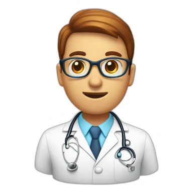 médica ruiva usando jaleco e óculos sticker