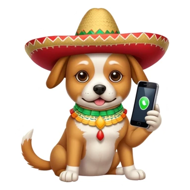 Dog with a mexican hat and a phone sticker
