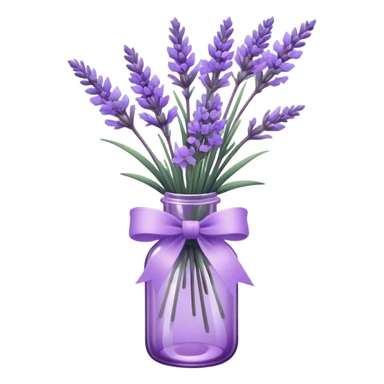 aesthetic bow in light purple , purple glass bottle and in it a beautiful bouquet of lavender sticker